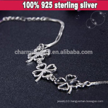 CYL006 925 silver jewelry, four leaf clover bracelet silver sterling, Girlfriend Christmas gifts Flowers chain bracelet
